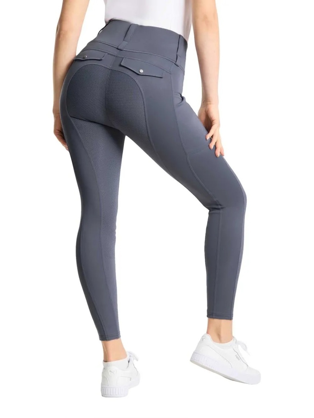 Horze Women's Anya Hybrid Full Seat Riding Tights - Grisaille, grey, 22/XS